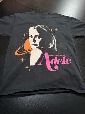 Adele Graphic Tee - Black with Pink & Orange Print